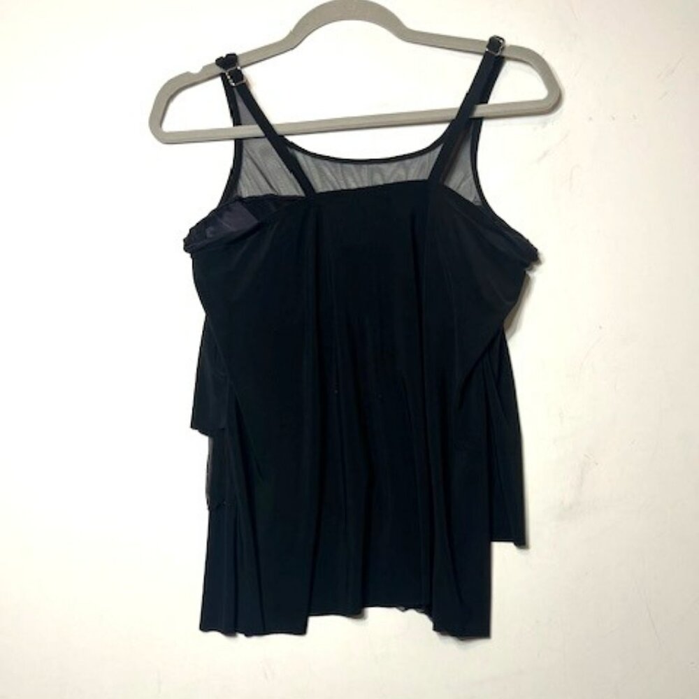 Miraclesuit Underwire Tankini Top Only Mirage Black Mesh Adjustable Strap 10DD - Picture 3 of 9